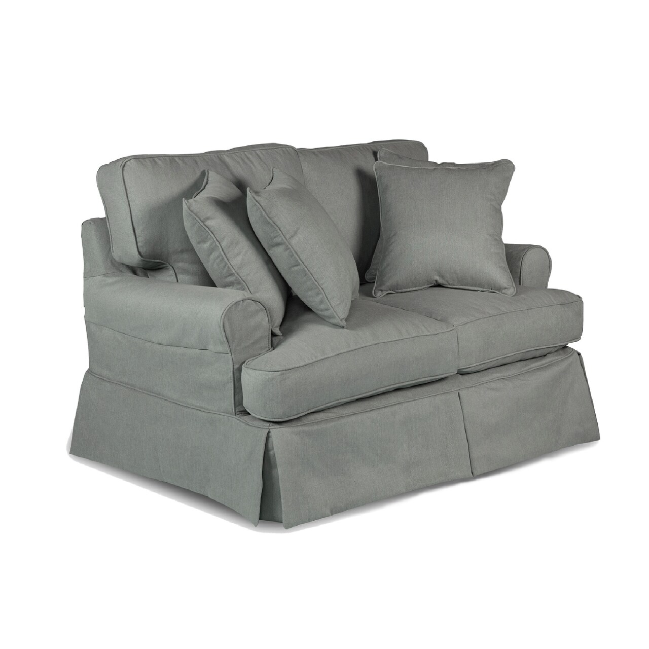 The Hamptons Collection 60” Grey T-cushion Loveseat Cover with Back and Seat Cushion Cover and Pillow Covers